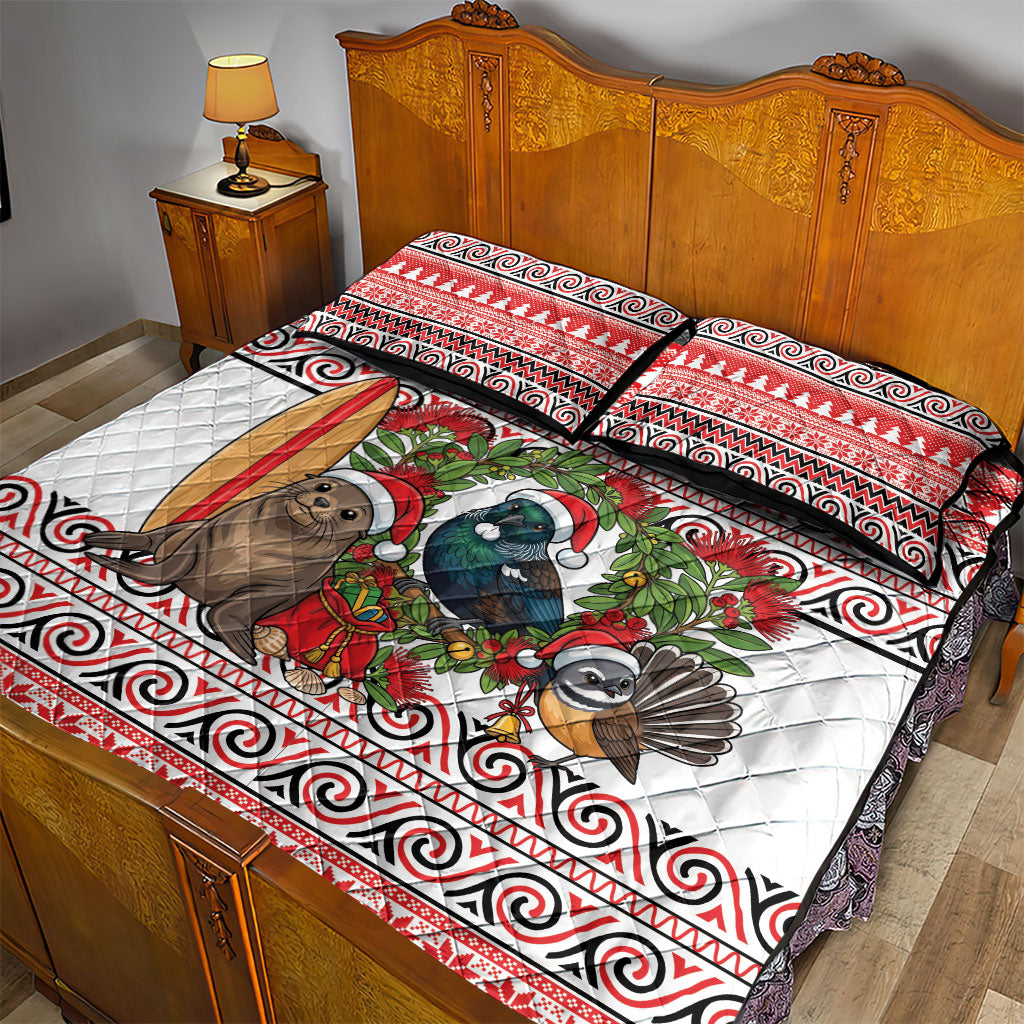 New Zealand Animal Christmas Quilt Bed Set Maori Inspired Kowhaiwhai Patterns