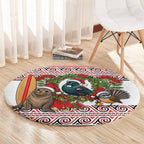 New Zealand Animal Christmas Round Carpet Maori Inspired Kowhaiwhai Patterns