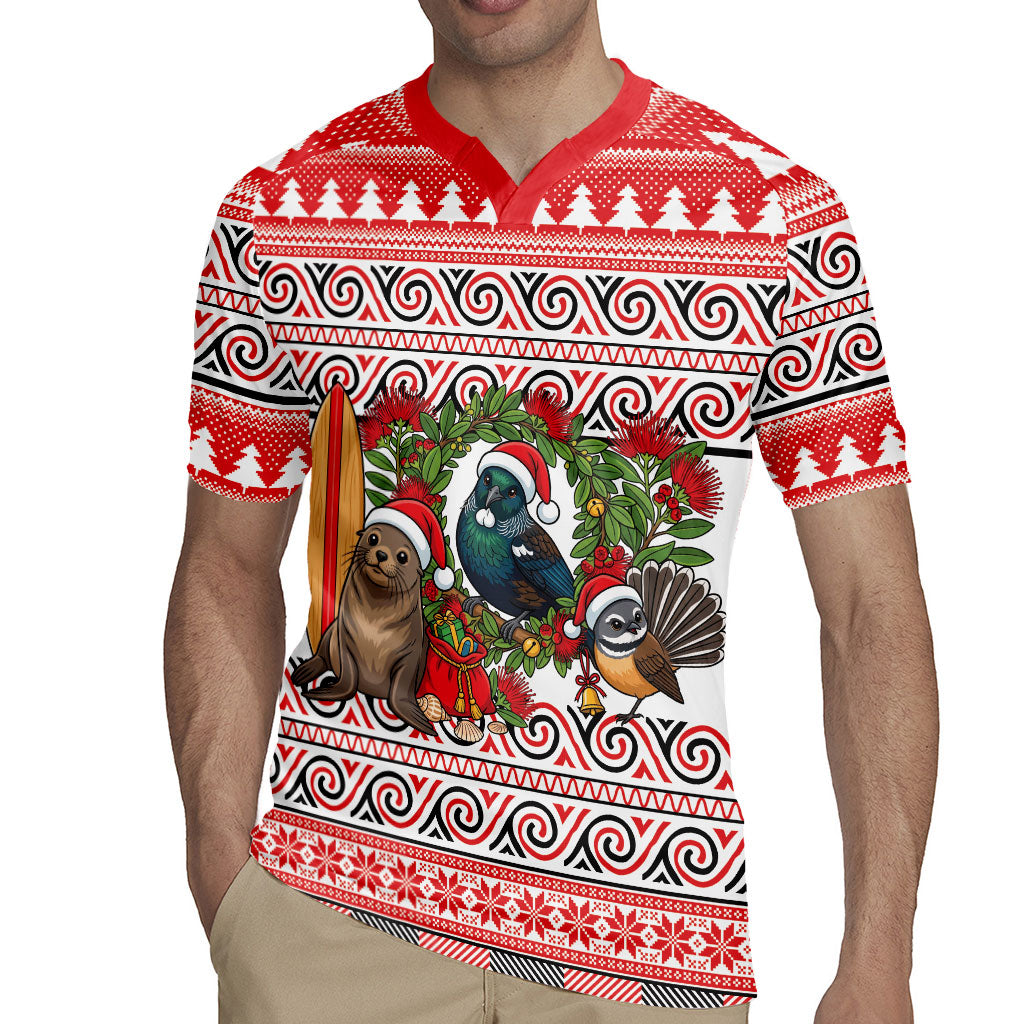 New Zealand Animal Christmas Rugby Jersey Maori Inspired Kowhaiwhai Patterns