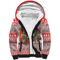 New Zealand Animal Christmas Sherpa Hoodie Maori Inspired Kowhaiwhai Patterns
