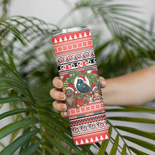 New Zealand Animal Christmas Skinny Tumbler Maori Inspired Kowhaiwhai Patterns