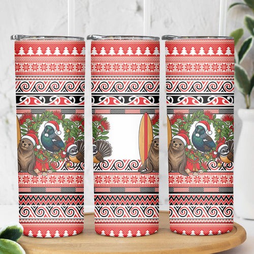 New Zealand Animal Christmas Skinny Tumbler Maori Inspired Kowhaiwhai Patterns