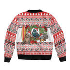 New Zealand Animal Christmas Sleeve Zip Bomber Jacket Maori Inspired Kowhaiwhai Patterns
