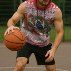 New Zealand Animal Christmas Sleeveless Hoodie Maori Inspired Kowhaiwhai Patterns