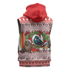 New Zealand Animal Christmas Sleeveless Zip Hoodie Maori Inspired Kowhaiwhai Patterns