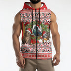 New Zealand Animal Christmas Sleeveless Zip Hoodie Maori Inspired Kowhaiwhai Patterns
