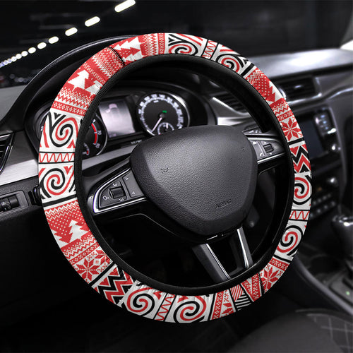 New Zealand Animal Christmas Steering Wheel Cover Maori Inspired Kowhaiwhai Patterns