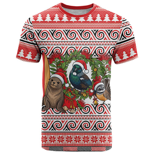 New Zealand Animal Christmas T Shirt Maori Inspired Kowhaiwhai Patterns