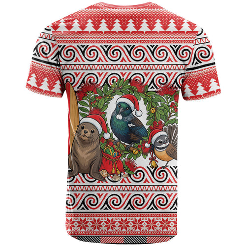 New Zealand Animal Christmas T Shirt Maori Inspired Kowhaiwhai Patterns