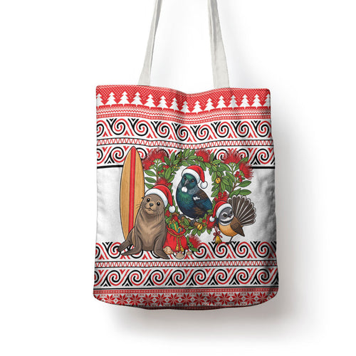 New Zealand Animal Christmas Tote Bag Maori Inspired Kowhaiwhai Patterns