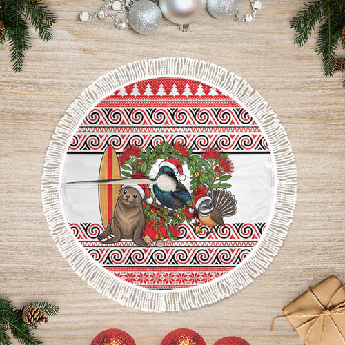 New Zealand Animal Christmas Tree Skirt Maori Inspired Kowhaiwhai Patterns
