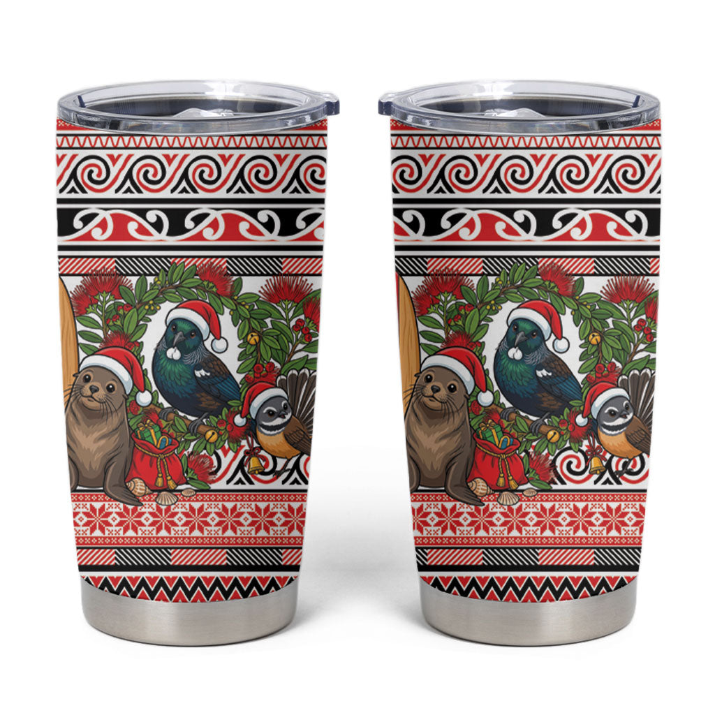 New Zealand Animal Christmas Tumbler Cup Maori Inspired Kowhaiwhai Patterns