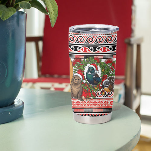 New Zealand Animal Christmas Tumbler Cup Maori Inspired Kowhaiwhai Patterns