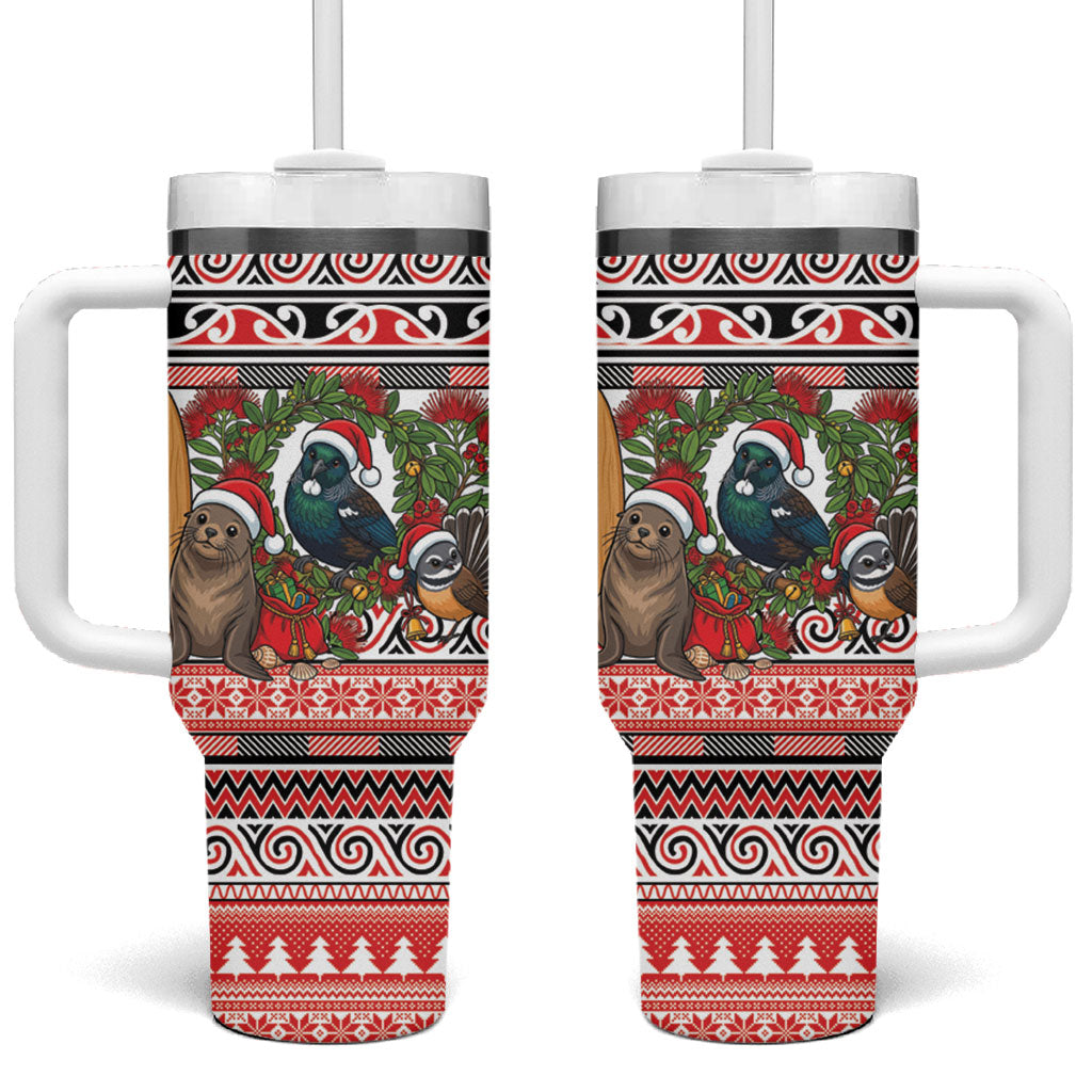 New Zealand Animal Christmas Tumbler With Handle Maori Inspired Kowhaiwhai Patterns