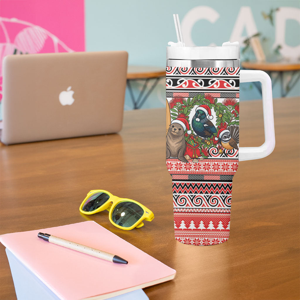 New Zealand Animal Christmas Tumbler With Handle Maori Inspired Kowhaiwhai Patterns