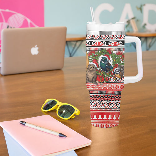 New Zealand Animal Christmas Tumbler With Handle Maori Inspired Kowhaiwhai Patterns
