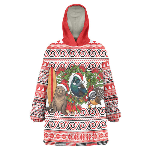 New Zealand Animal Christmas Wearable Blanket Hoodie Maori Inspired Kowhaiwhai Patterns