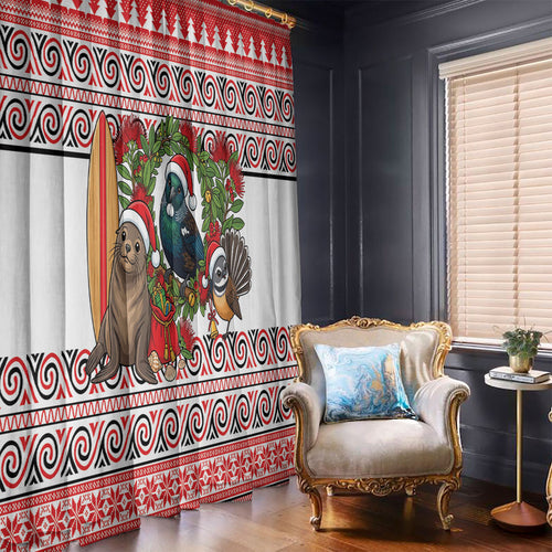 New Zealand Animal Christmas Window Curtain Maori Inspired Kowhaiwhai Patterns