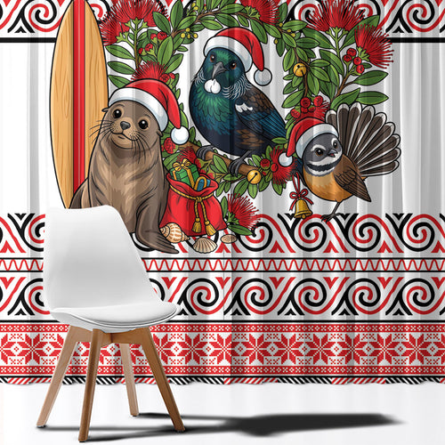 New Zealand Animal Christmas Window Curtain Maori Inspired Kowhaiwhai Patterns