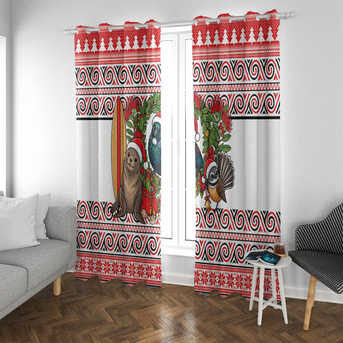 New Zealand Animal Christmas Window Curtain Maori Inspired Kowhaiwhai Patterns