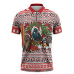 New Zealand Animal Christmas Zipper Polo Shirt Maori Inspired Kowhaiwhai Patterns