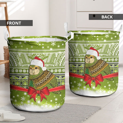 New Zealand Kakapo Christmas Laundry Basket Maori Inspired Knitted Patterns