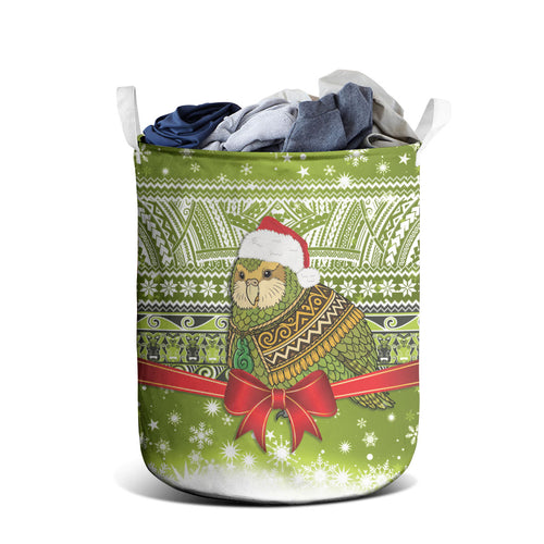 New Zealand Kakapo Christmas Laundry Basket Maori Inspired Knitted Patterns