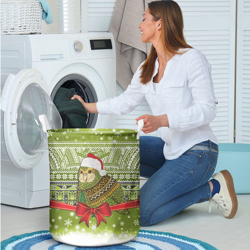 New Zealand Kakapo Christmas Laundry Basket Maori Inspired Knitted Patterns