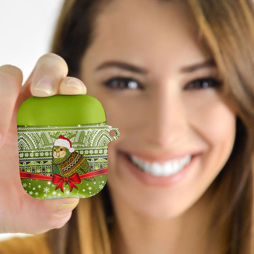 New Zealand Kakapo Christmas AirPods Case Maori Inspired Knitted Patterns