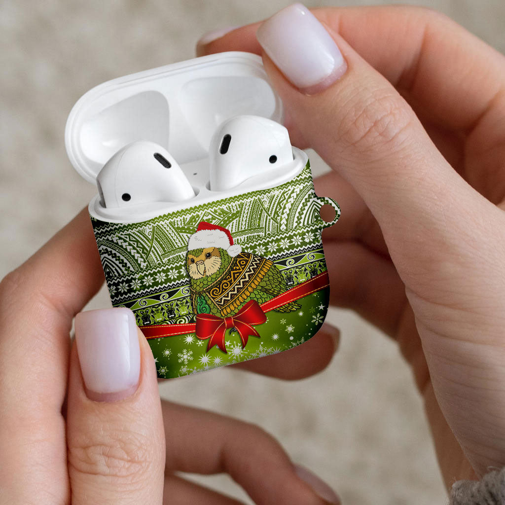New Zealand Kakapo Christmas AirPods Case Maori Inspired Knitted Patterns