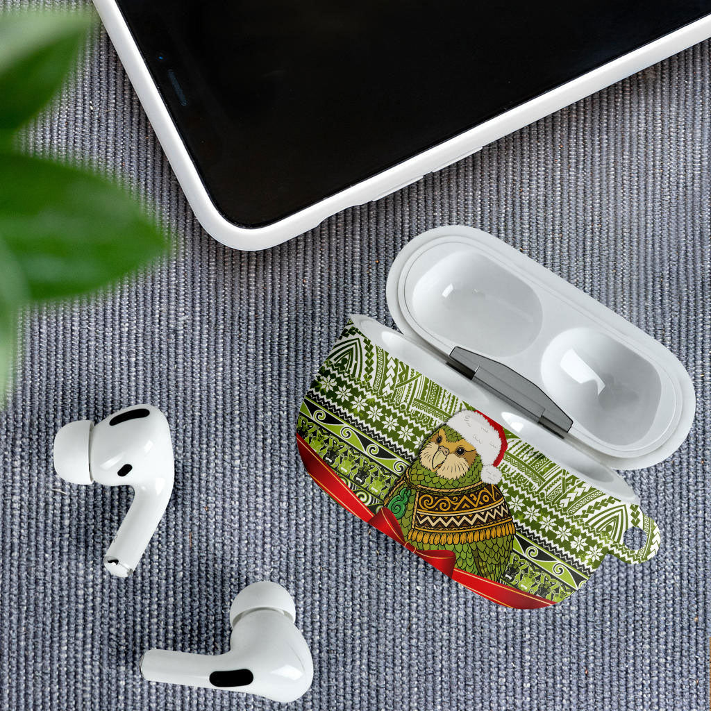 New Zealand Kakapo Christmas AirPods Case Maori Inspired Knitted Patterns