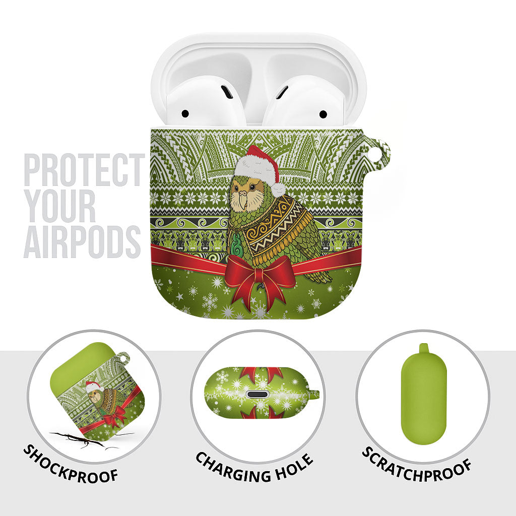 New Zealand Kakapo Christmas AirPods Case Maori Inspired Knitted Patterns