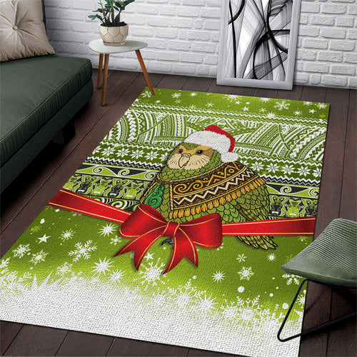 New Zealand Kakapo Christmas Area Rug Maori Inspired Knitted Patterns