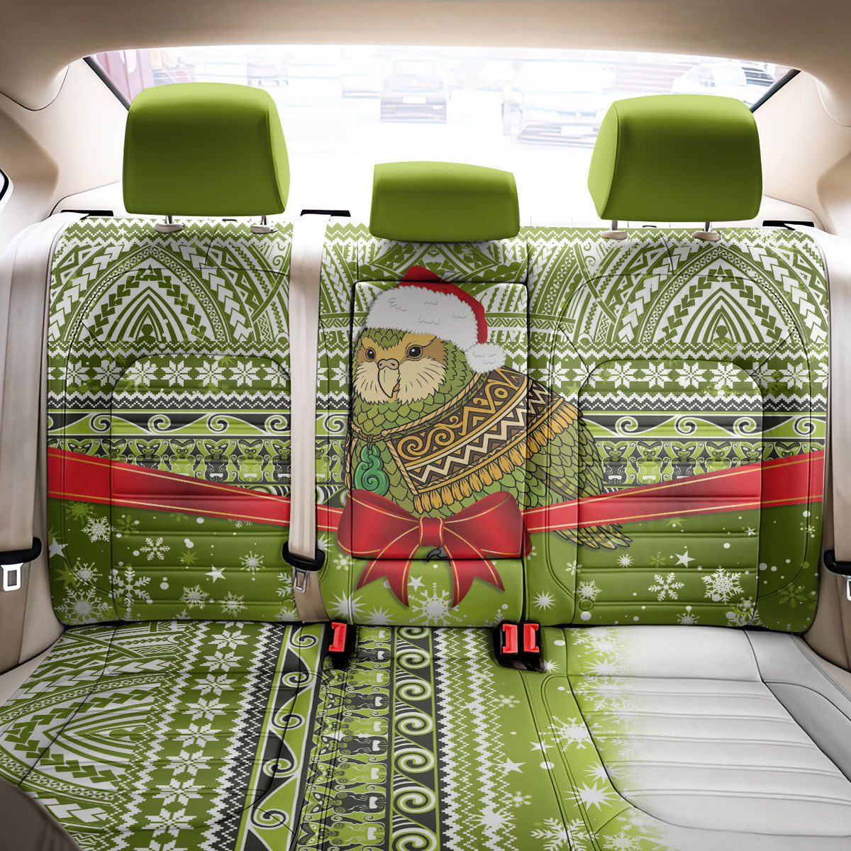 New Zealand Kakapo Christmas Back Car Seat Cover Maori Inspired Knitted Patterns