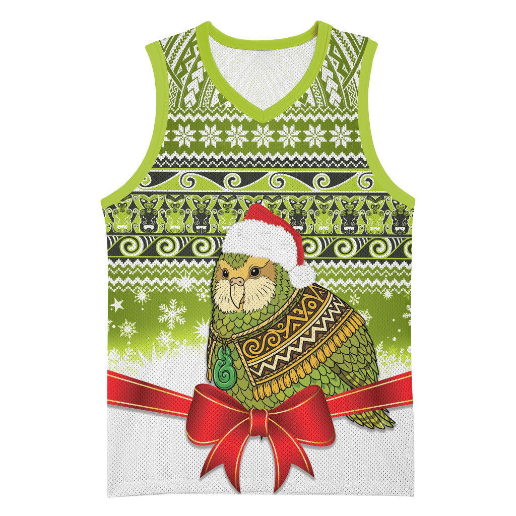 New Zealand Kakapo Christmas Basketball Jersey Maori Inspired Knitted Patterns