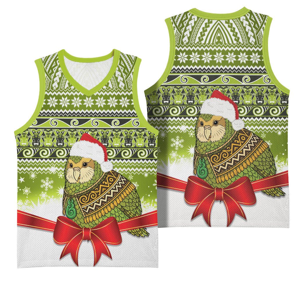 New Zealand Kakapo Christmas Basketball Jersey Maori Inspired Knitted Patterns
