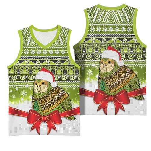 New Zealand Kakapo Christmas Basketball Jersey Maori Inspired Knitted Patterns