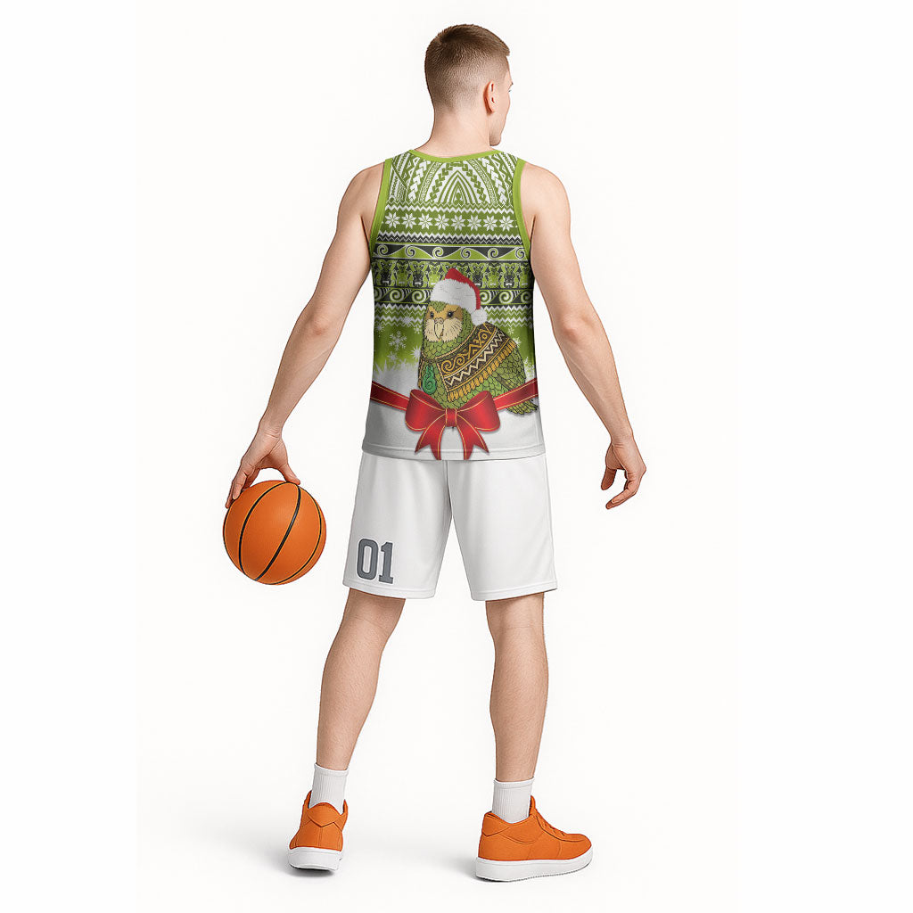New Zealand Kakapo Christmas Basketball Jersey Maori Inspired Knitted Patterns