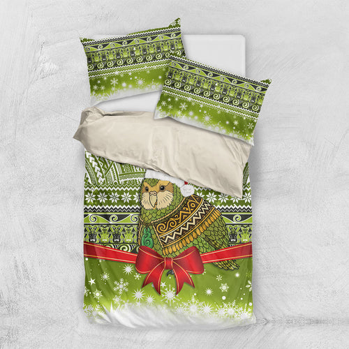New Zealand Kakapo Christmas Bedding Set Maori Inspired Knitted Patterns