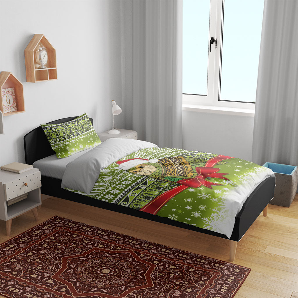 New Zealand Kakapo Christmas Bedding Set Maori Inspired Knitted Patterns