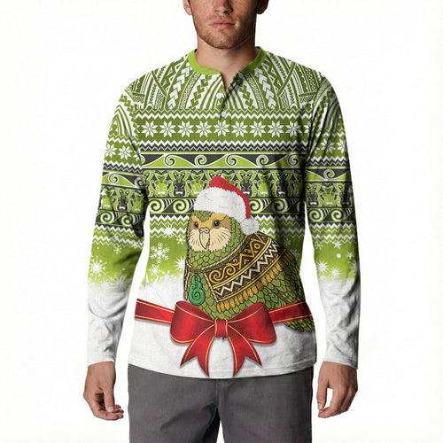 New Zealand Kakapo Christmas Button Sweatshirt Maori Inspired Knitted Patterns