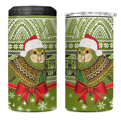 New Zealand Kakapo Christmas 4 in 1 Can Cooler Tumbler Maori Inspired Knitted Patterns
