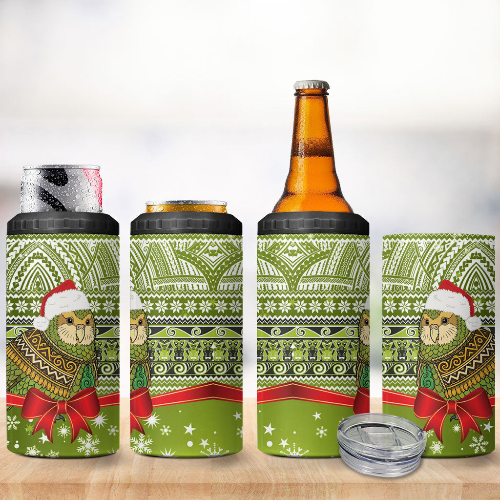 New Zealand Kakapo Christmas 4 in 1 Can Cooler Tumbler Maori Inspired Knitted Patterns