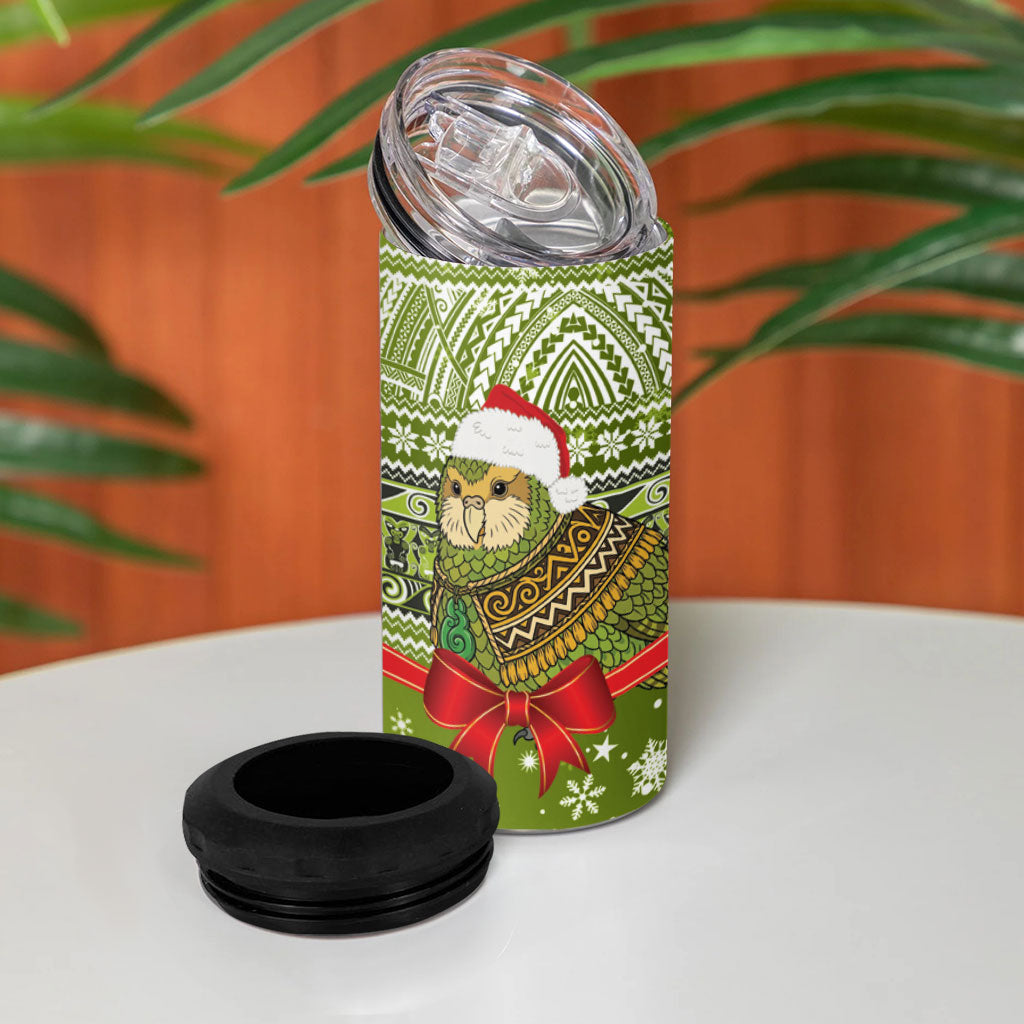 New Zealand Kakapo Christmas 4 in 1 Can Cooler Tumbler Maori Inspired Knitted Patterns