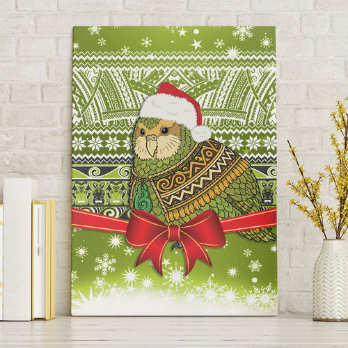 New Zealand Kakapo Christmas Canvas Wall Art Maori Inspired Knitted Patterns
