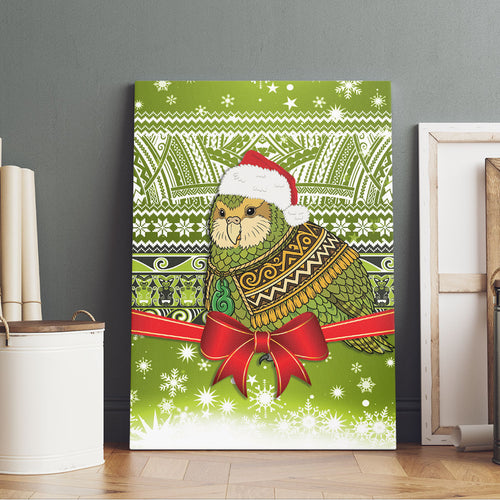 New Zealand Kakapo Christmas Canvas Wall Art Maori Inspired Knitted Patterns