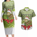 New Zealand Kakapo Christmas Couples Matching Long Sleeve Bodycon Dress and Hawaiian Shirt Maori Inspired Knitted Patterns