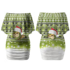 New Zealand Kakapo Christmas Couples Matching Off Shoulder Short Dress and Hawaiian Shirt Maori Inspired Knitted Patterns