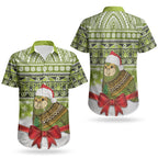 New Zealand Kakapo Christmas Couples Matching Off Shoulder Short Dress and Hawaiian Shirt Maori Inspired Knitted Patterns