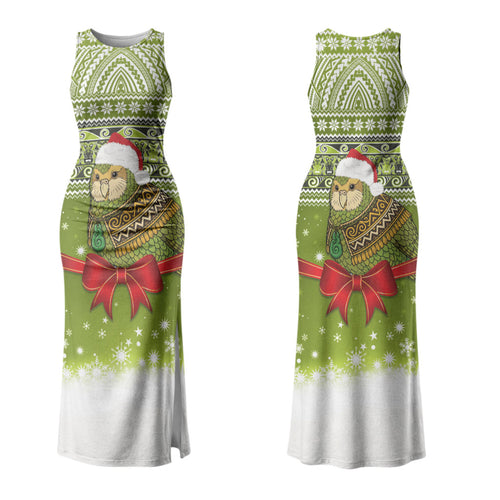 New Zealand Kakapo Christmas Couples Matching Tank Maxi Dress and Hawaiian Shirt Maori Inspired Knitted Patterns